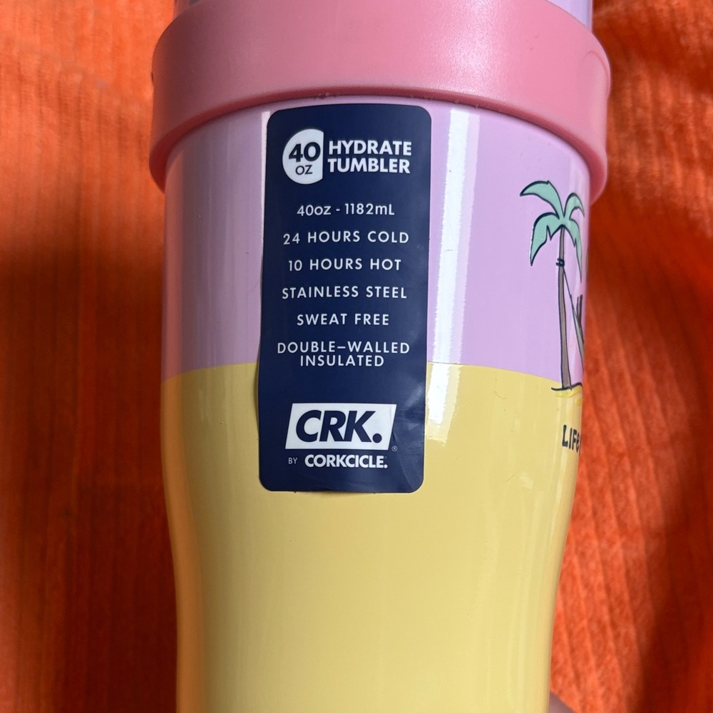 Corkcicle Pink and Yellow life is good Hydrate Tumbler - Picture 2 of 5